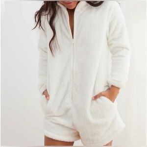 Aerie Fuzzy Sherpa Pajama Romper